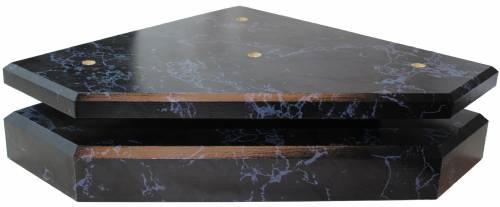 Large Black Marble Finish Wood 3 Post Trophy Base and Lid Set