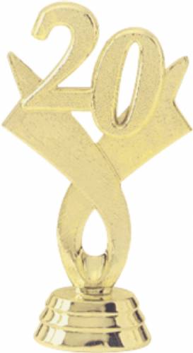 3" Gold - "20" Year Date Trophy Trim Piece