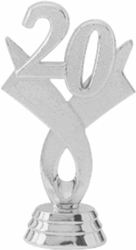 3" Silver - "20" Year Date Trophy Trim Piece