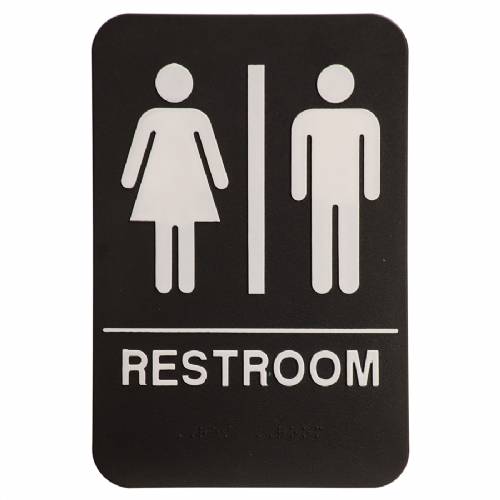 ADA 6" x 9" Unisex Restroom Sign Black / White