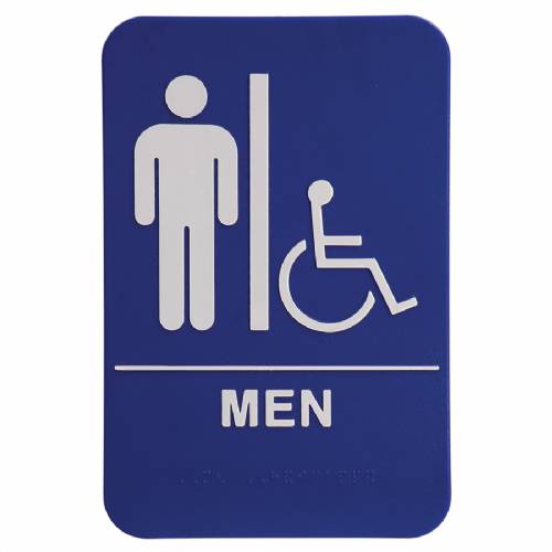 ADA 6" x 9" Men (w/ Wheelchair) Restroom Sign Blue / White