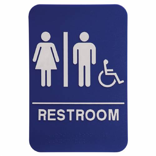 ADA 6" x 9" Unisex (w/ Wheelchair) Restroom Sign Blue / White