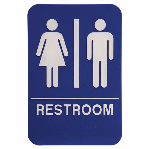 ADA 6" x 9" Unisex Restroom Sign Blue / White