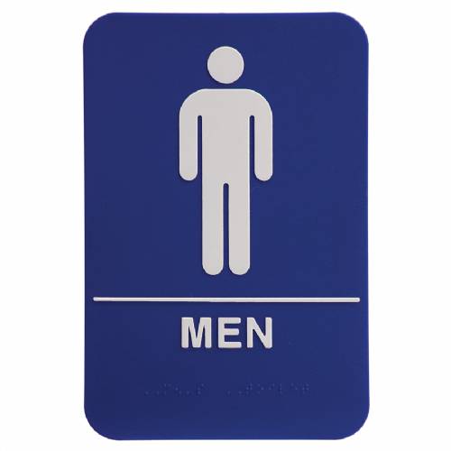 ADA 6" x 9" Men Restroom Sign Blue / White