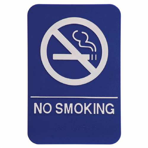 ADA 6" x 9" No Smoking Sign Blue / White