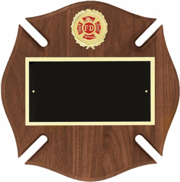 12" x 12" Walnut Maltese Cross Plaque Blank with Plate