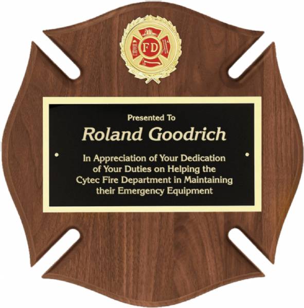 12" x 12" Walnut Maltese Cross Plaque with Engraving