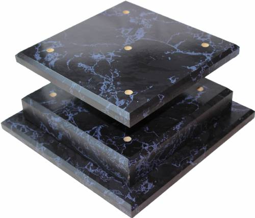 Black Marble Finish Wood 4 Post Trophy Base and Lid Set