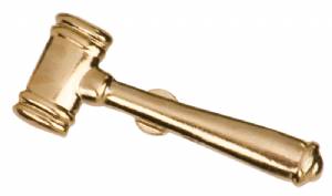 Gold Gavel Lapel Chenille Insignia Pin - Metal