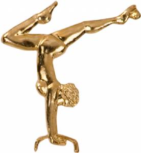 Gold Female Gymnast Lapel Chenille Insignia Pin - Metal