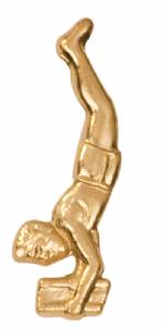 Gold Male Gymnast Lapel Chenille Insignia Pin - Metal