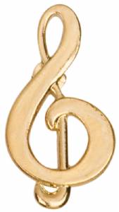 Gold Music Treble Clef Lapel Chenille Insignia Pin - Metal