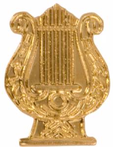 Gold Music Lyre Lapel Chenille Insignia Pin - Metal