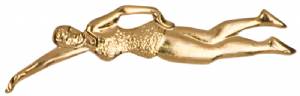 Gold Female Swimmer Lapel Chenille Insignia Pin - Metal