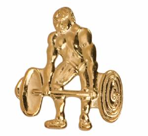 Gold Weightlifting Lapel Chenille Insignia Pin - Metal