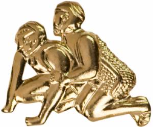 Gold Wrestling Lapel Chenille Insignia Pin - Metal