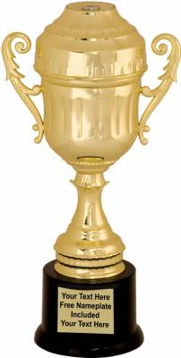 10 1/4" Gold Plastic Trophy Cup with Lid