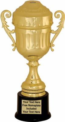 11 3/4" Gold Plastic Trophy Cup with Lid