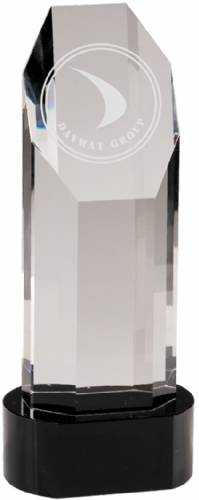 Octagon Slant Top Crystal Award on Black Pedestal Base 9 3/4" #2