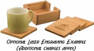 4 Piece Bamboo Coaster Set with Holder #2