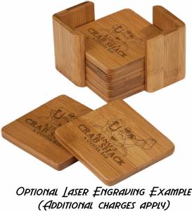 6 Piece Bamboo Coaster Set with Holder #2