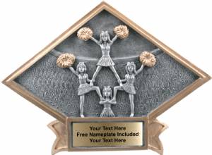 6" x 8 1/2" Cheerleading Diamond Trophy Plate Hand Painted