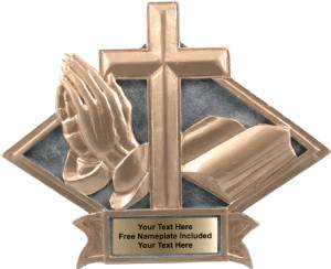6" x 8 1/2" Religious Diamond Trophy Plate Hand Painted