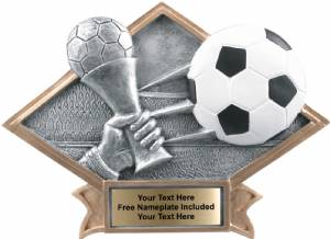 6" x 8 1/2" Soccer Diamond Trophy Plate Hand Painted