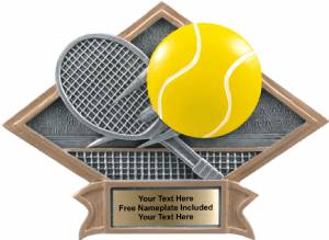 6" x 8 1/2" Tennis Diamond Trophy Plate Hand Painted