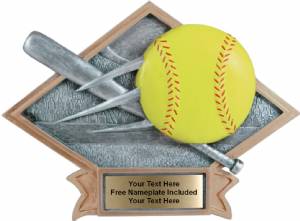 6" x 8 1/2" Softball Diamond Trophy Plate Hand Painted