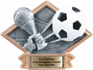 4 1/2" x 6" Soccer Diamond Trophy Plate Hand Painted #1