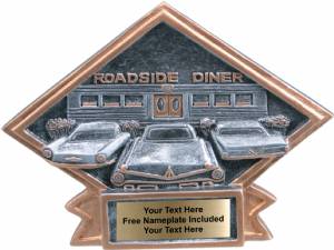 4 1/2" x 6" 50's Theme Diamond Trophy Plate Hand Painted
