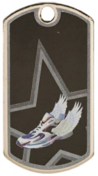 2" Black / Silver Track Laserable Star Dog Tag