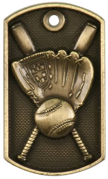 2" Baseball / Softball 3D Dog Tag Medal