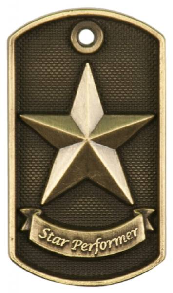 2" Star Performer 3D Dog Tag Medal