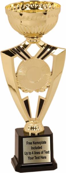 10 3/4" Cup Trophy Kit - Ribbon Series EZ Cups Gold #1