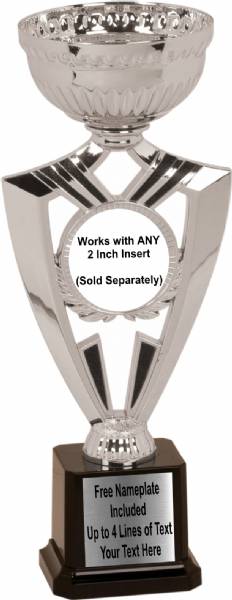 10 3/4" Cup Trophy Kit - Ribbon Series EZ Cups Silver #2