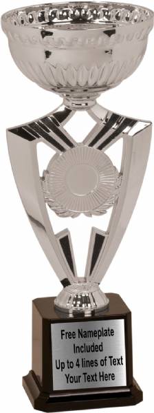 12 3/8" Cup Trophy Kit - Ribbon Series EZ Cups Silver #1