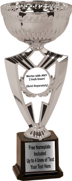 12 3/8" Cup Trophy Kit - Ribbon Series EZ Cups Silver #2