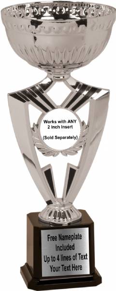 13 1/2" Cup Trophy Kit - Ribbon Series EZ Cups Silver #2