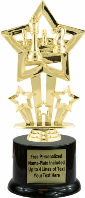 8 1/4" Star Themed Chess Board Trophy Kit with Pedestal Base