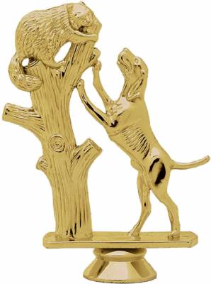 5" Coon in Tree Dog Gold Trophy Figure