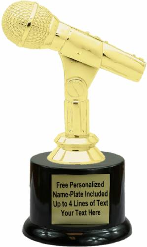 5 3/4" Gold Microphone Trophy Kit with Pedestal Base