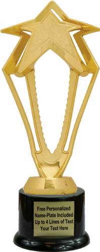 9" Gold 3-D Rising Star Trophy Kit with Pedestal Base