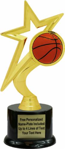 8 1/2" Gold Star Basketball Trophy Kit with Pedestal Base