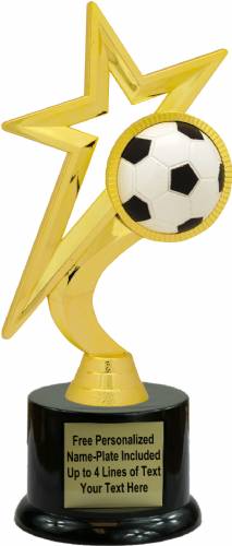 8 1/2" Gold Star Soccer Trophy Kit with Pedestal Base