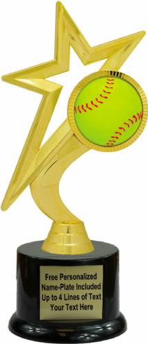 8 1/2" Gold Star Softball Trophy Kit with Pedestal Base