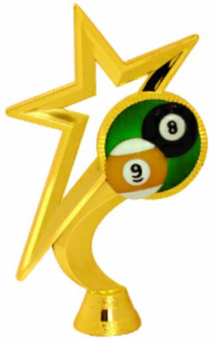 6 1/2" Star Billiards / Pool Gold Trophy Figure