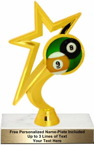 7 1/4" Gold Star Billiards / Pool Trophy Kit