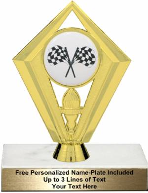 6 1/4" Gold with Color Crossed Flags Trophy Kit